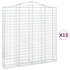 Vidaxl Obokane gabion košare 15kosov 200x30x200/220cm pocinkano železo