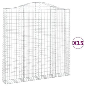Vidaxl Obokane gabion košare 15kosov 200x30x200/220cm pocinkano železo