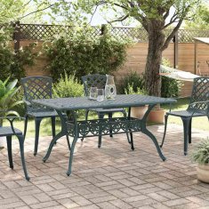 Vidaxl Vrtna miza zelena 150x90x72 cm liti aluminij