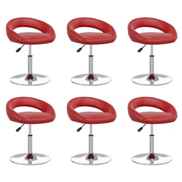 Vidaxl Vrtljivi jedilni stoli 6 kosov vinsko rdeče umetno usnje