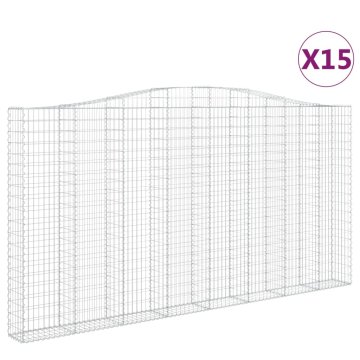 Vidaxl Obokane gabion košare 15 kos 400x30x200/220 cm pocinkano železo