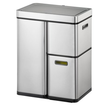 Vidaxl Senzorski koš za smeti Mirage Plus 1x30 L + 2x15 L mat srebrn