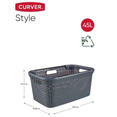 Vidaxl Komplet košar za perilo Style 2x45L antracit