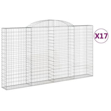 Vidaxl Obokane gabion košare 17 kosi 300x30x160/180cm pocinkano železo