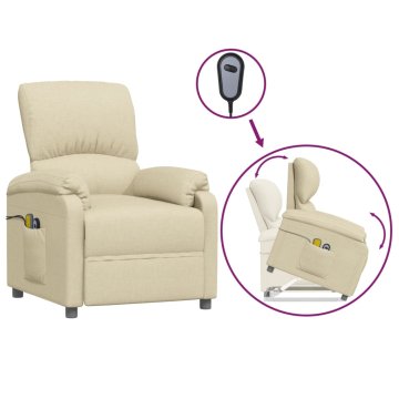 Vidaxl Masažni stol s funkcijo vstajanja krem blago