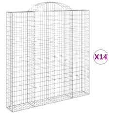 Vidaxl Obokane gabion košare 14kosov 200x30x200/220cm pocinkano železo