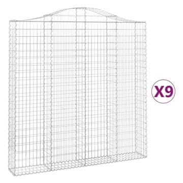 Vidaxl Obokane gabion košare 9kosov 200x30x200/220 cm pocinkano železo