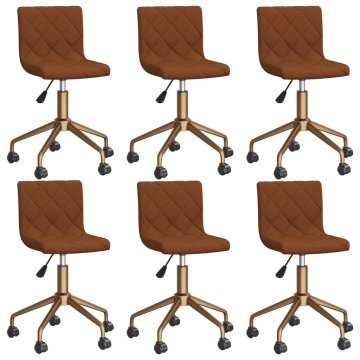 Vidaxl Vrtljivi jedilni stoli 6 kosov rjav žamet