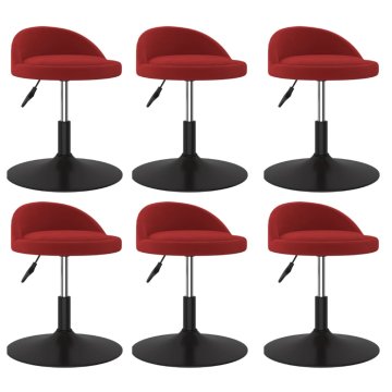 Vidaxl Vrtljivi jedilni stoli 6 kosov vinsko rdeč žamet