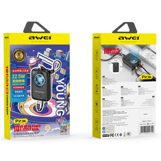 Awei P23K 10.000 mAh, 22,5 W, črna, powerbank z zaslonom