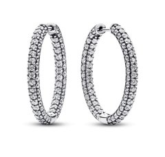 Pandora Bleščeči uhani Pavé krogi Timeless 293016C01