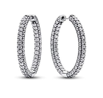 Pandora Bleščeči uhani Pavé krogi Timeless 293016C01