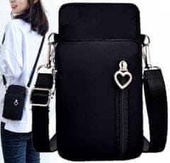 Camerazar Preko ramena torba za Samsung iPhone, črna, vodoodporna sintetika, 19x10x5 cm