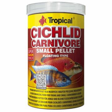 shumee Tropski ciklidi, mesojede ribe, majhne pelete 250 ml/90 g