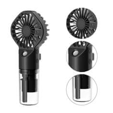 Netscroll Prenosni mini ventilator z vodno pršilko, 2v1 funkcija hlajenja in vlaženja, 4 hitrosti, USB-C polnjenje, do 12 ur delovanja, črn, Misty