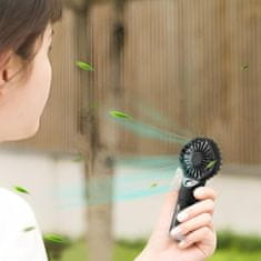 Netscroll Prenosni mini ventilator z vodno pršilko, 2v1 funkcija hlajenja in vlaženja, 4 hitrosti, USB-C polnjenje, do 12 ur delovanja, črn, Misty