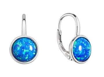Evolution Group Srebrni viseči uhani z modrim sintetičnim opalom 11466.3 modre barve