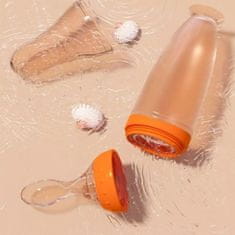 Netscroll Silikonska steklenička z žličko za dojenčke, enostavno hranjenje brez packanja, 120 ml, SoftSpoon