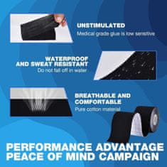 Netscroll Kineziološki trak za mišice in sklepe, elastičen športni trak za ramena, vrat, komolce in hrbet, vodoodporen 5 cm x 5 m, Bandage