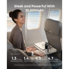 Anker Powerbank 25000 mAh z vgrajenim kablom USB-C, 165W, srebrn