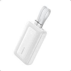 Anker Zolo Powerbank 10000 mAh, 30W z vgrajenima kabloma USB-C + Lightning, bel