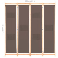 Vidaxl Paravan 4-delni 160x170x4 cm rjavo blago