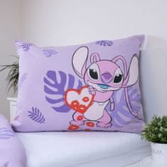 Disney DISNEY Stitch Vijolična in bela DVOJNA bombažna otroška posteljnina z zadrgo, 100% BOMBAŽ 140x200 cm + 70x90 cm OEKO-TEX 