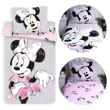 Disney DISNEY Minnie Mouse DVOJNA STRAN, bombažna otroška posteljnina z zadrgo, 100% BOMBAŽ 140x200+70x90 cm OEKO-TEX