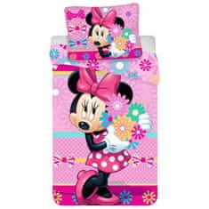 Disney DISNEY Minnie Mouse Roza, DVOJNA STRAN, otroška posteljnina, cvetlični vzorec, zadrga, 100% BOMBAŽ 140x200+70x90 cm OEKO-TEX 