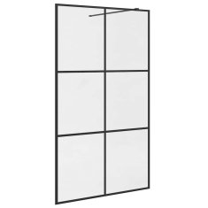 Vidaxl Pregrada za tuš s prozornim ESG steklom 115x195 cm črna