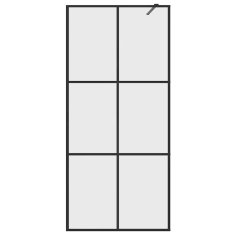 Vidaxl Pregrada za tuš s prozornim ESG steklom 90x195 cm črna