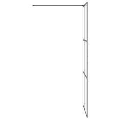 Vidaxl Pregrada za tuš s prozornim ESG steklom 90x195 cm črna