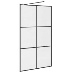 Vidaxl Pregrada za tuš s prozornim ESG steklom 115x195 cm črna