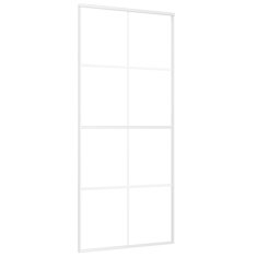 Vidaxl Drsna vrata mlečno ESG steklo in aluminij 90x205 cm bela