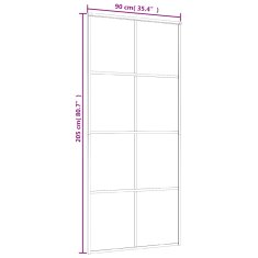 Vidaxl Drsna vrata mlečno ESG steklo in aluminij 90x205 cm bela