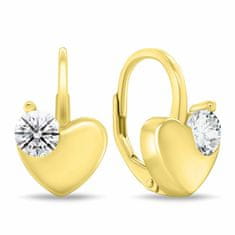 Brilio Silver Pozlačeni uhani v obliki srca s cirkoni EA1197Y