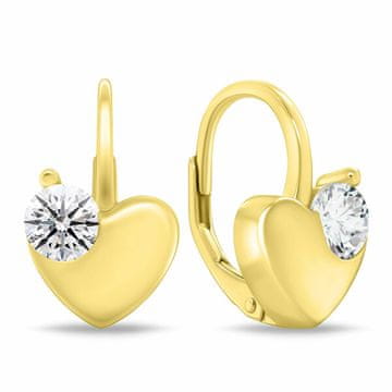 Brilio Silver Pozlačeni uhani v obliki srca s cirkoni EA1197Y