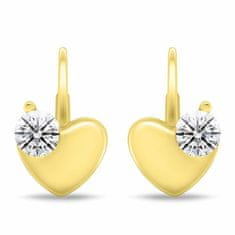 Brilio Silver Pozlačeni uhani v obliki srca s cirkoni EA1197Y