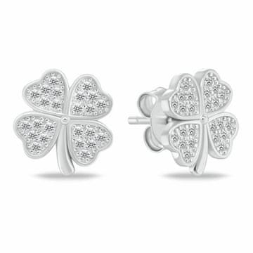 Brilio Silver Srebrni uhani Štiriperesna deteljica s cirkoni EA1194W