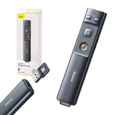 BASEUS Baseus Orange Dot večfunkcijski daljinski upravljalnik za predstavitve z laserskim kazalcem (siv)