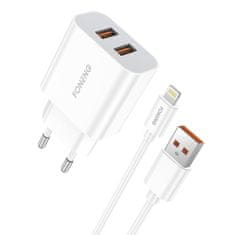 Foneng Foneng EU45 12W omrežni polnilnik, 2x USB + USB Lightning kabel