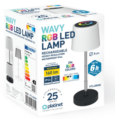 Platinet PTL45RGB WAVY brezžična namizna LED svetilka, USB-C, 28,5 x 10 cm, črno-bela