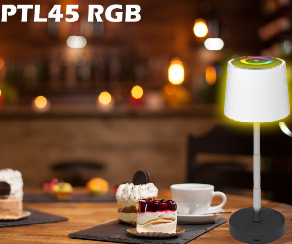  Platinet PTL45RGB Wavy brezžična namizna LED svetilka, USB-C, 28,5 x 10 cm, črno-bela