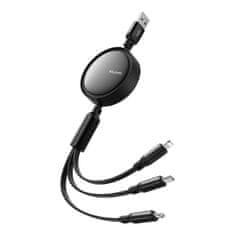 Mcdodo 3v1 USB kabel za USB-C / Lightning / Micro USB, Mcdodo CA-7256, 3,5 A, 1,2 m (črn)