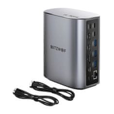 Blitzwolf Blitzwolf BW-TH15 17-v-1 priključna postaja 2xHD+DP+4xC+3xUSB 3.0+USB 3.1+C 3.2+C PD+RJ45+micro SD+SD+3,5 mm avdio