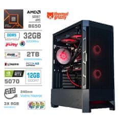 MEGA Računalnik MT S8 R7-7700X/RTX5070/32GB-DDR5/2TB-4.0/750W/Brez OS/črna RGB + Estetski napajalni kabli [Rdeča / Črna]