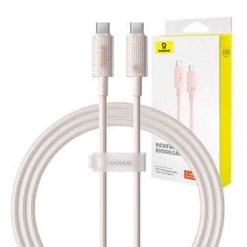 BASEUS Baseus USB-C na USB-C hitri polnilni kabel Habitat Series 100 W, 1 m (roza)