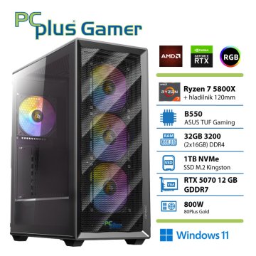 PCplus Gamer Ryzen 7 5800X 32GB 1TB SSD RTX 5070 12GB Windows 11 Home gaming namizni računalnik