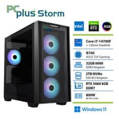 PCplus Storm i7-14700F 32GB 2TB SSD RTX 5060Ti 8GB Windows 11 Home gaming namizni računalnik