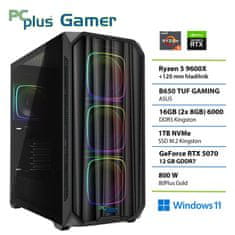 PCplus Gamer Ryzen 5 9600X 16GB 1TB SSD RTX 5070 12GB Windows 11 Home gaming namizni računalnik